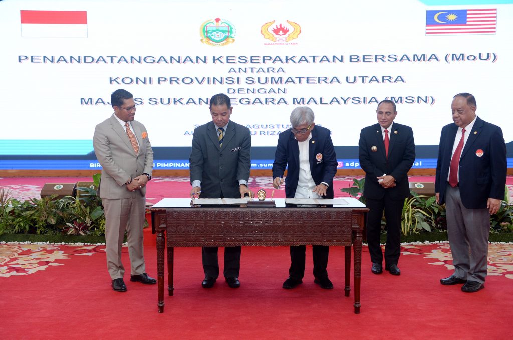 KONI Sumut dan MSN Malaysia Teken MoU Pengembangan Kemampuan Atlet