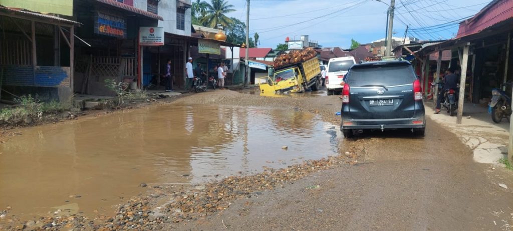 Jalinsum Sosa Rusak Parah, Kendaraan Kerap Terperosok Lubang di Badan Jalan