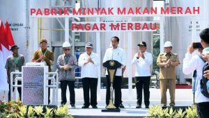 Presiden Jokowi Resmikan Pabrik Minyak Makan Merah di Pagar Merbau