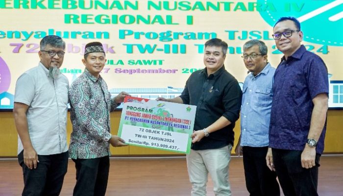 PT Perkebunan Nusantara IV Regional 1 Salurkan Bantuan TJSL Triwulan III 2024 Sebesar Rp 900 Juta
