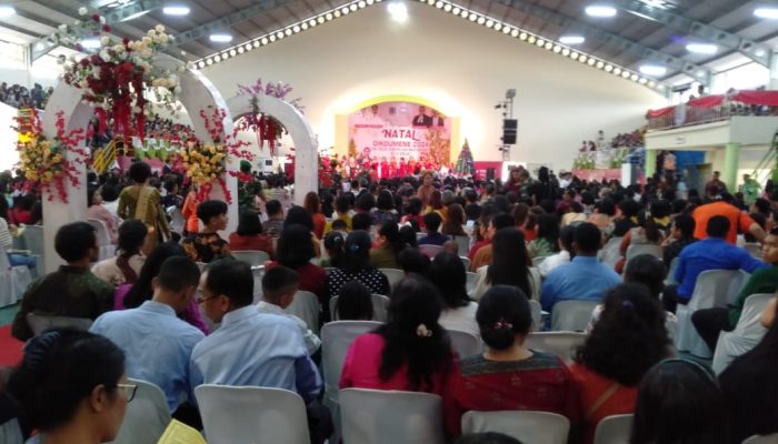 Polsek Binjai Selatan Amankan Jalannya Ibadah Natal Oikoumene di Gedung Olahraga Kota Binjai