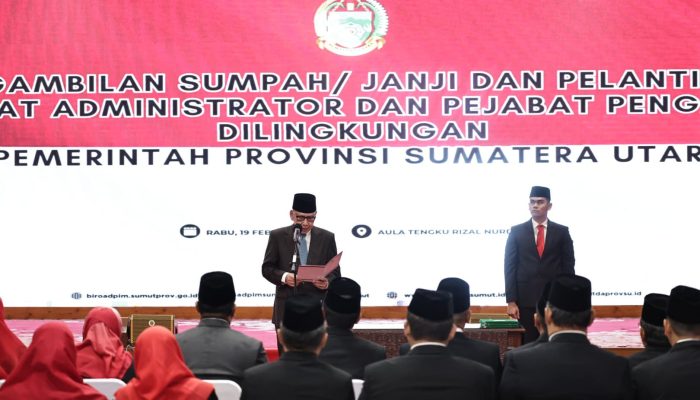 Pj Gubernur Fatoni Lantik Pejabat Eselon 3 dan 4 Untuk Percepat Program Pemprov Sumut