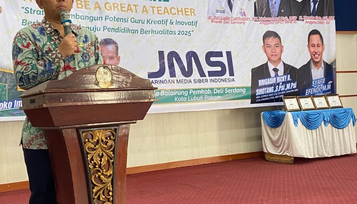 Bupati Deli Serdang Buka Seminar Nasional Strategi Membangun Potensi Guru Kreatif dan Inovatif Yang Digelar JMSI