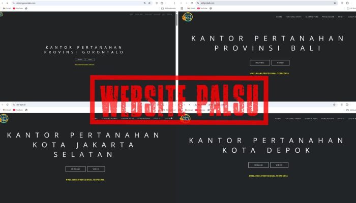 Beredar Situs Web Palsu Satker Kementerian ATR/BPN, Karo Humas dan Protokol: Pastikan Dapatkan Informasi dari Situs Resmi