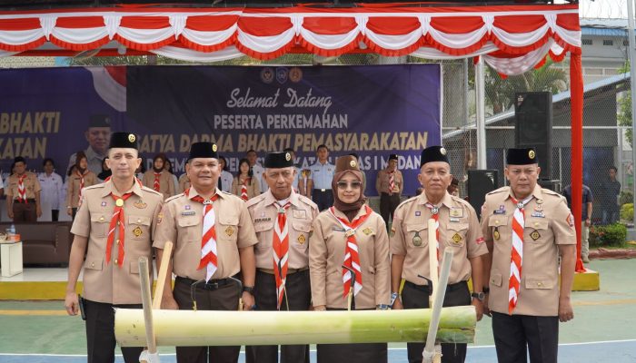 Warga Binaan Rutan Medan Ikuti Upacara Pembukaan Perkemahan Satya Dharma Bakti Pemasyarakatan Tahun 2025