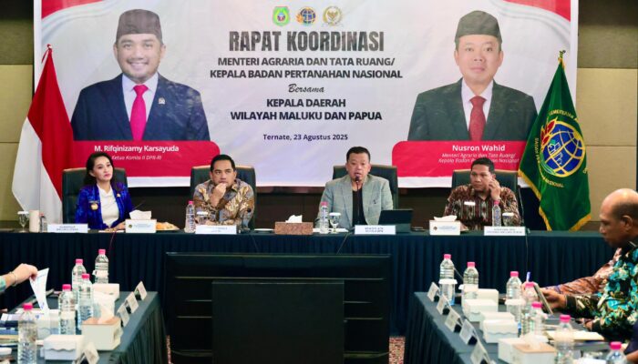 Rakor di Maluku Utara, Menteri Nusron Tekankan Pentingnya Dukungan Pemda dalam Pembuatan Sertipikat Tanah