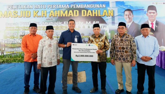 Masjid KH Ahmad Dahlan Dibangun di Kampus Terpadu UMSU, BSI Infak Rp2 M