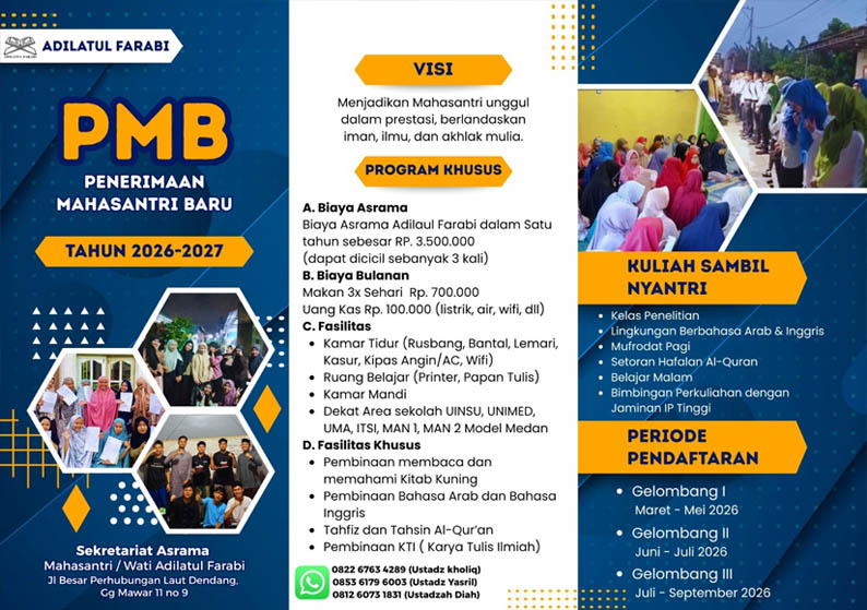 Dekat Kampus UINSU dan UNIMED, Asrama Adilatul Farabi Jadi Pilihan Favorit Mahasiswa Baru