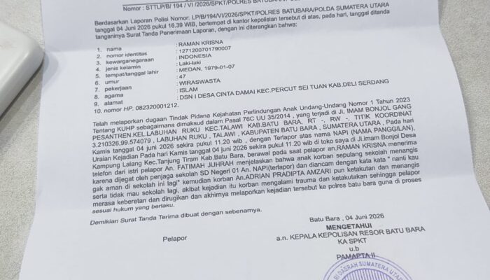 Orang Tua Siswa SD Negeri 01 Labuhan Ruku Laporkan Dugaan Pengancaman Terhadap Anak