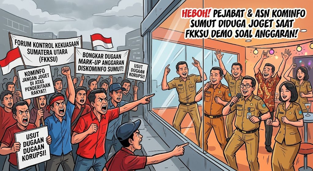 Bikin Naik Darah! Dituding Garong Anggaran, Pejabat Kominfo Sumut Malah Asyik Joget Ngeyek Saat Didemo!