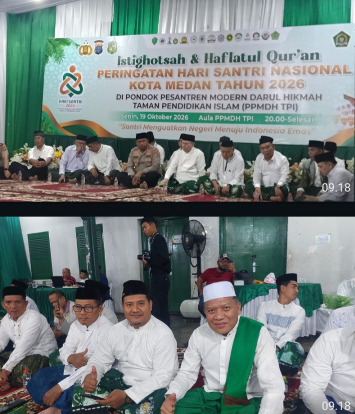 KUA Medan Kota Hadiri Malam Istigosah dan Haflatul Qur’an Peringatan Hari Santri Nasional 2026 di Ponpes Modern Darul Hikmah TPI Medan